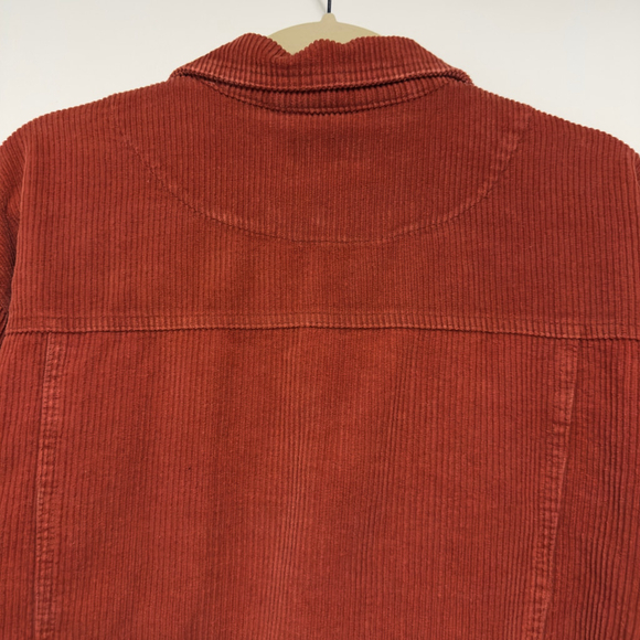 POL Rust Corduroy TRUCKER JACKET Bohemian DISTRESSED Frayed Hem Women's M - Picture 6 of 10